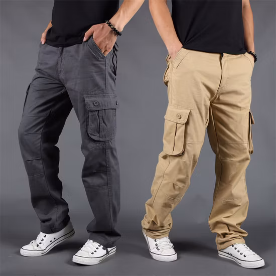 Calças masculinas por atacado trabalham em segurança ao ar livre uniforme de bolso reflexivo caminhadas personalizadas azul marinho calças de carga tática