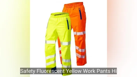 O trabalho amarelo fluorescente da segurança calça olá! calças resistentes reflexivas da carga do Vis